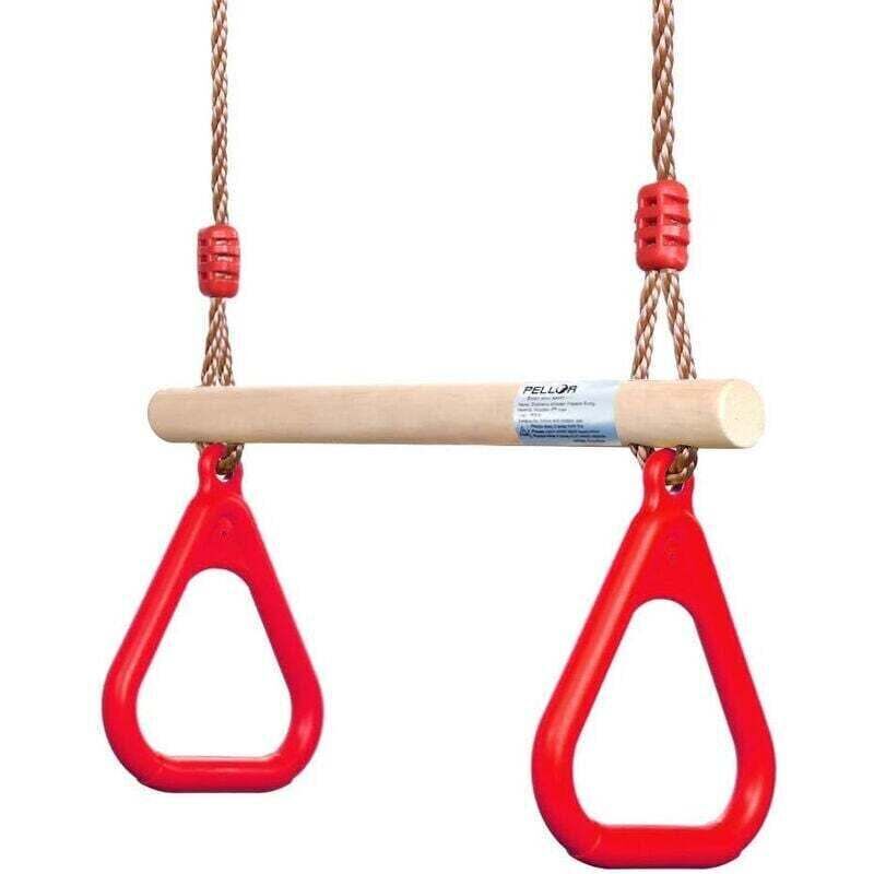 [niemals Verwendet] Schaukel Und Schaukelanlage, Trapezförmige Holzschaukel Mit Turnringen, Kinderspielplatz, Rutsche, Garten (innen/außen)