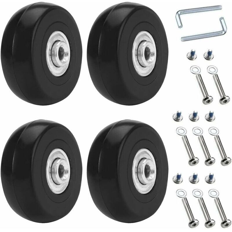 [niemals Verwendet] 4-teiliges Universal-kofferrollenset, 50 X 18 Mm Ersatzrollen, Ersatzrollen Für Koffer, Gepäckrollen, Koffer-set Aus Gummi Und Metall Für Koffer, Trolleys, Kinderwagen...