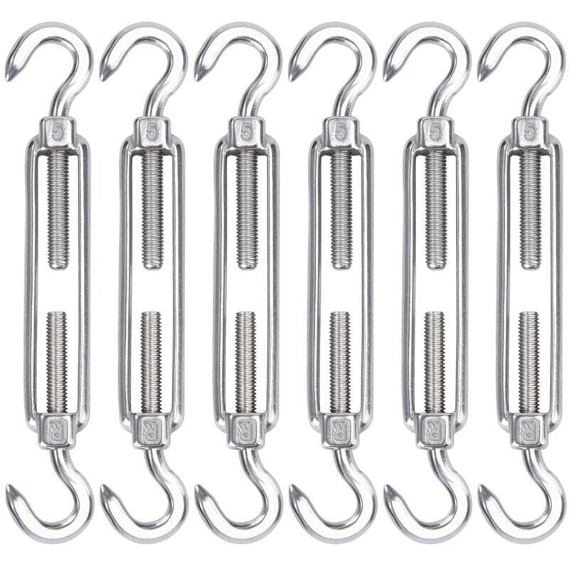 [niemals Verwendet] M5 Edelstahl-kabelspanner, 6er-pack Verstellbarer Hochleistungs-drahthaken Und Hakenspanner Für Seile, Kabel, Wäscheleinen, Gitter Für Sonnenschutzinstallationen
