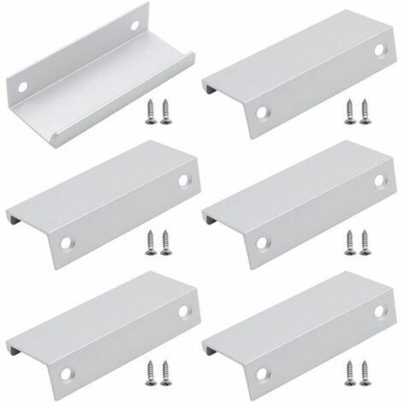 [niemals Verwendet] 6 X Aluminium-rückwandgriffe, Unsichtbare Möbelgriffe Für Schubladen, Schränke Und Kommoden – Silber – 80 Mm Lang – Schrankbeschläge