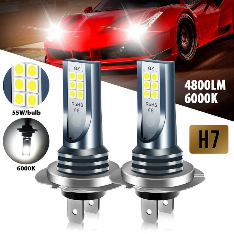 Packung Mit 2 H7 Led-scheinwerferlampen, 6500k Weiß, 360-grad Cob 3030 Led-perlen, Ip68 Wasserdicht Und Stoßfest, Scheinwerferlampe Für Fern-/abblendlicht.