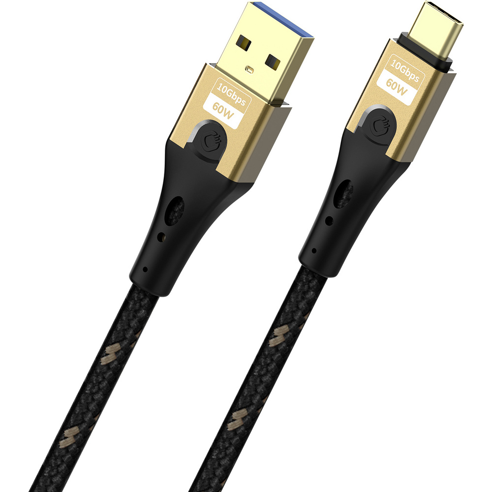 Oehlbach Usb-kabel Usb-a Stecker, Usb-c® Stecker 1 M Schwarz/gold Geflechtschirm D1c9551