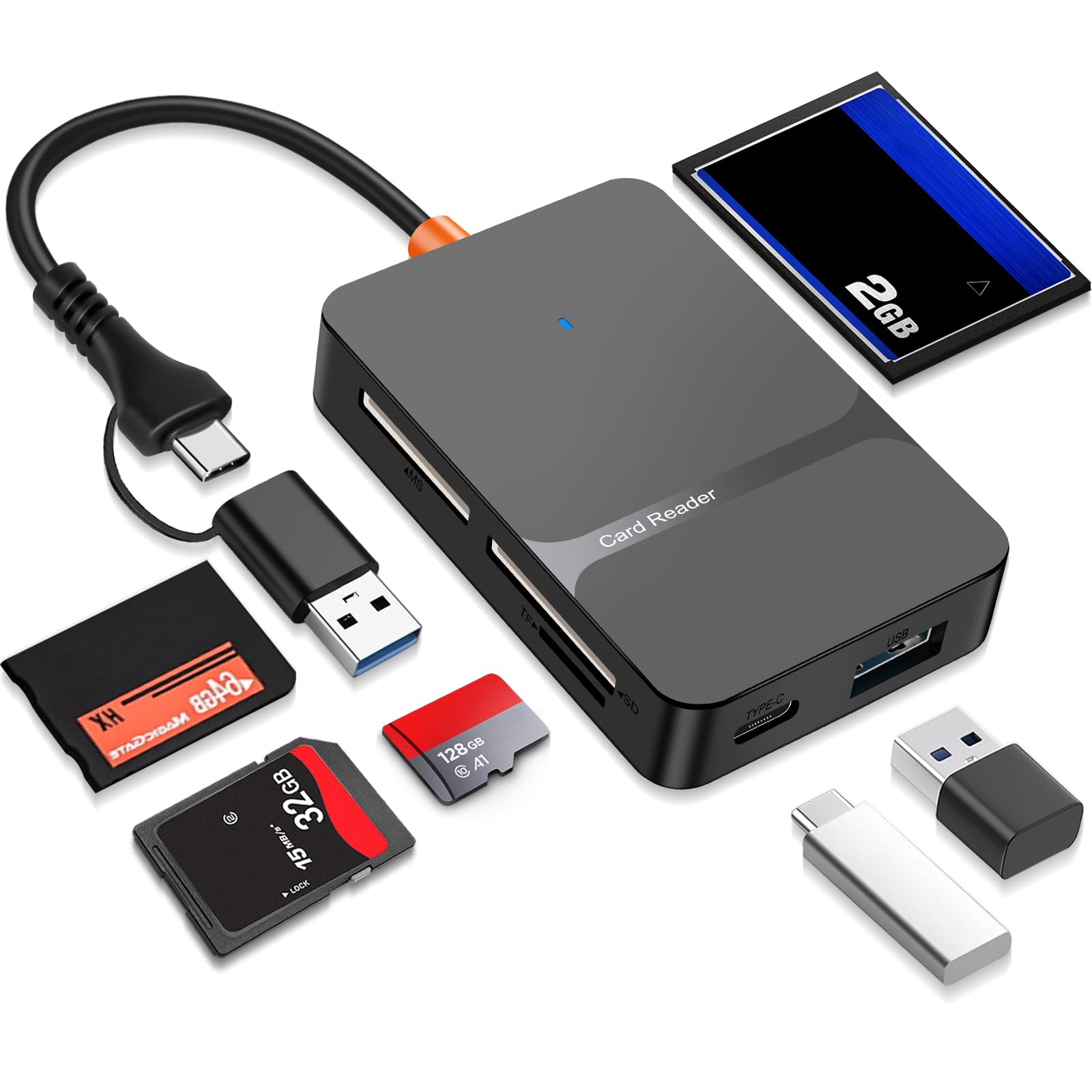 6-in-1 Multi-format-kartenleser, Usb Usb-c Zu Sd/tf/cf/ms Sd-kartenleser, Usb-adapter Für Sd-kartenleser Für Iphone/ipad/macbook Pro/air, Unterstützt Micro Sd, Cf, Sdxc, Micro Sdxc, Ms-karten Usw.