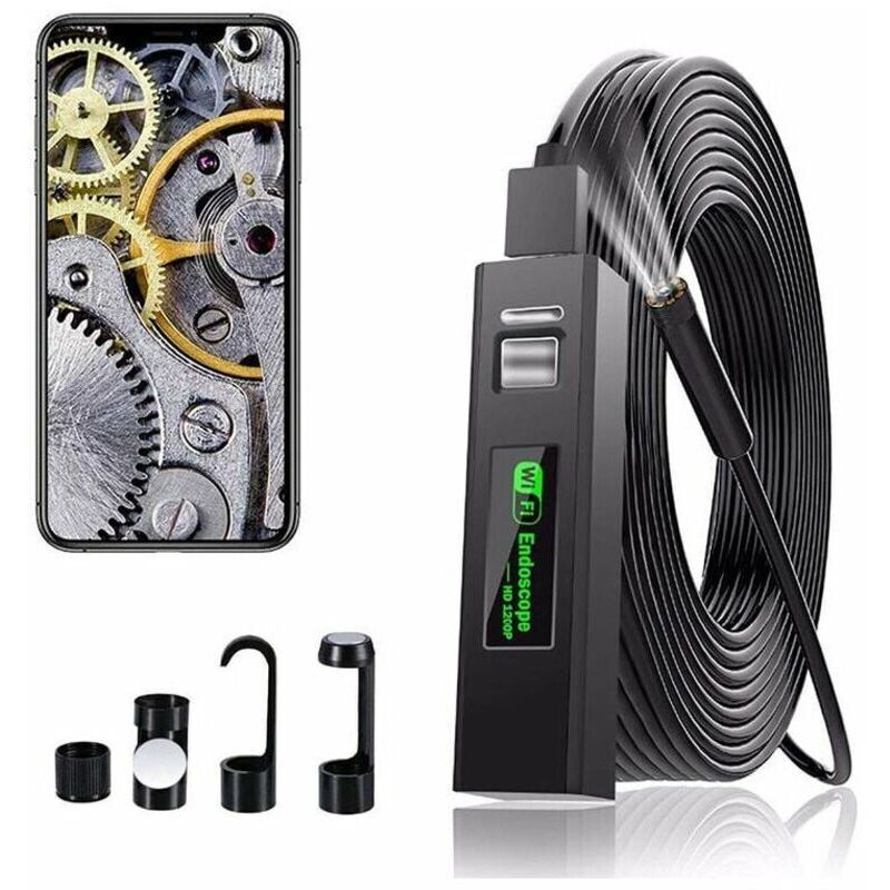 Camera Endoscopique Endoscope Wifi Caméra D'Inspection Usb, 1200p Hd Caméra Endoscope Ip68 Etanche Avec 8 Led Pour Iphone, Android, Ipad, Mac, Pc, Laptop (câble Souple De 1m)