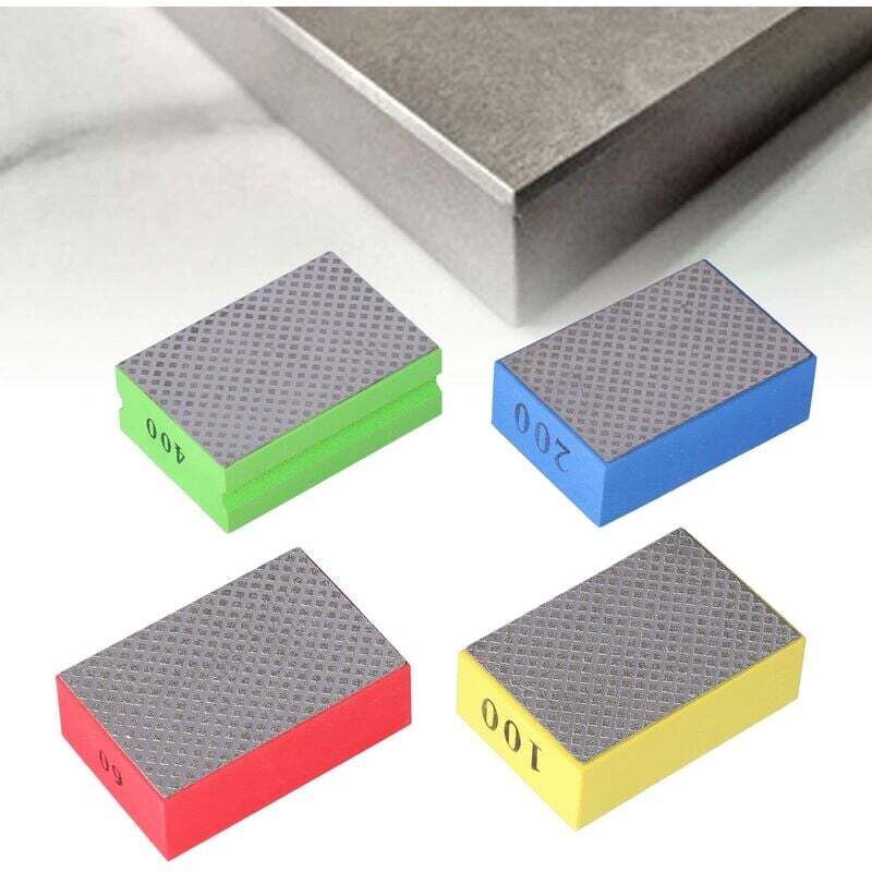 Set Mit 4 Diamant-handpolierpads, Schleifblöcke Zum Schneiden Und Entgraten Von Fliesen Und Stein, Körnung 60, 100, 200 Und 400 - Crezuo