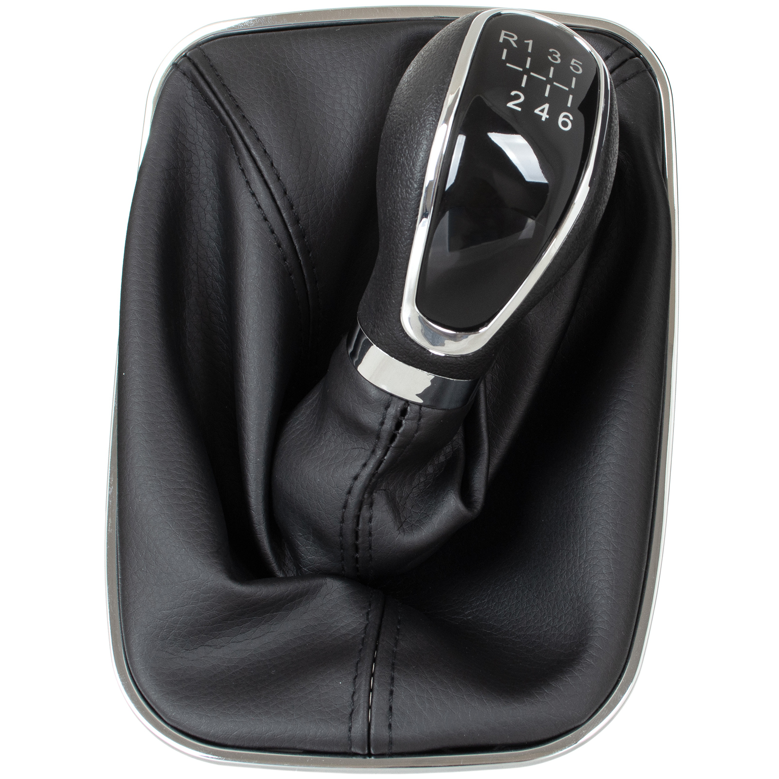 Opel Insignia A 08-17 Schwarzer Schaltknauf + Schwarze Schaltmanschette + Chromrahmen, 6-gang