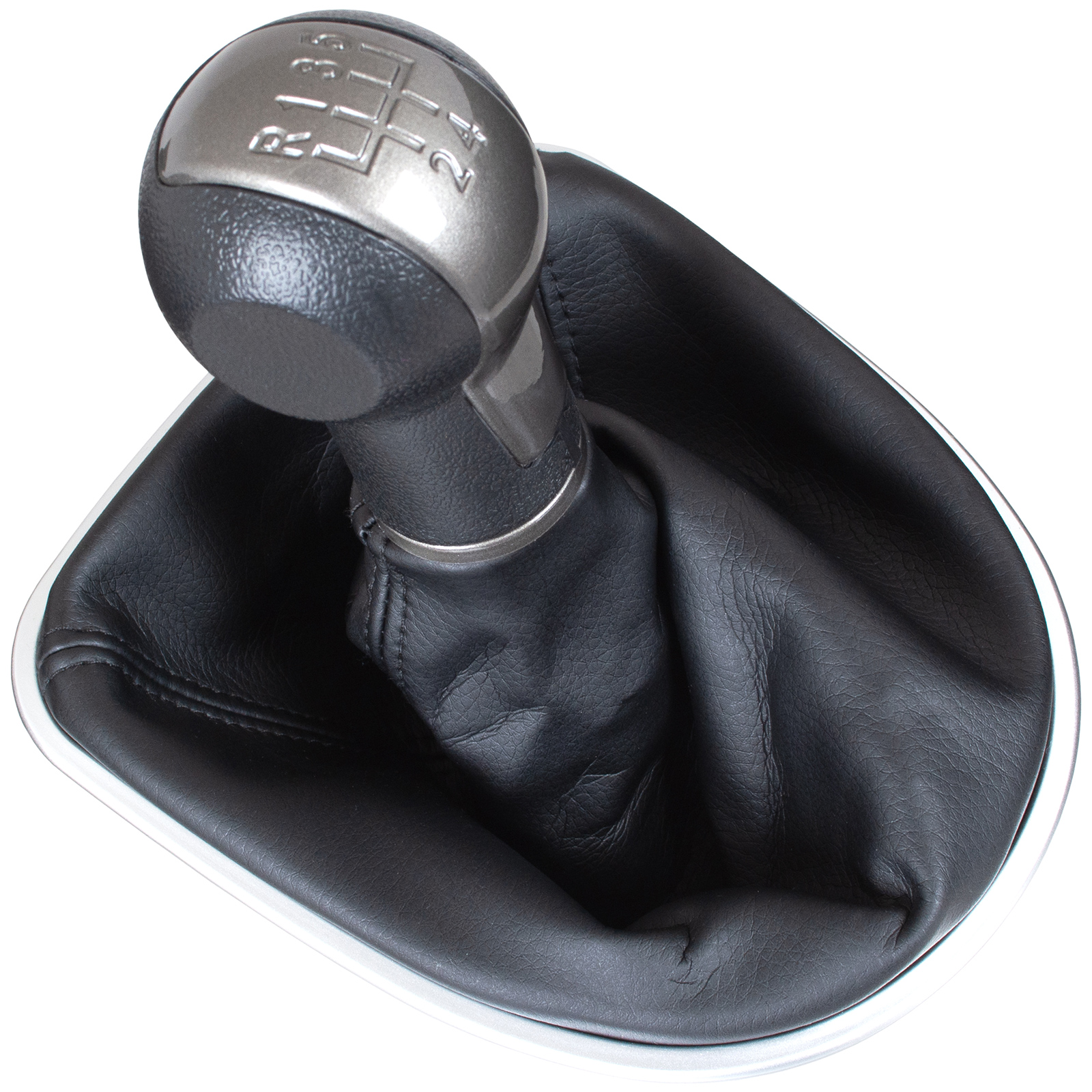 Seat Leon Ii 2005 - Schaltknauf Und Schaltmanschette In Schwarz Und Beige Mit Chromrahmen, 5 Gänge