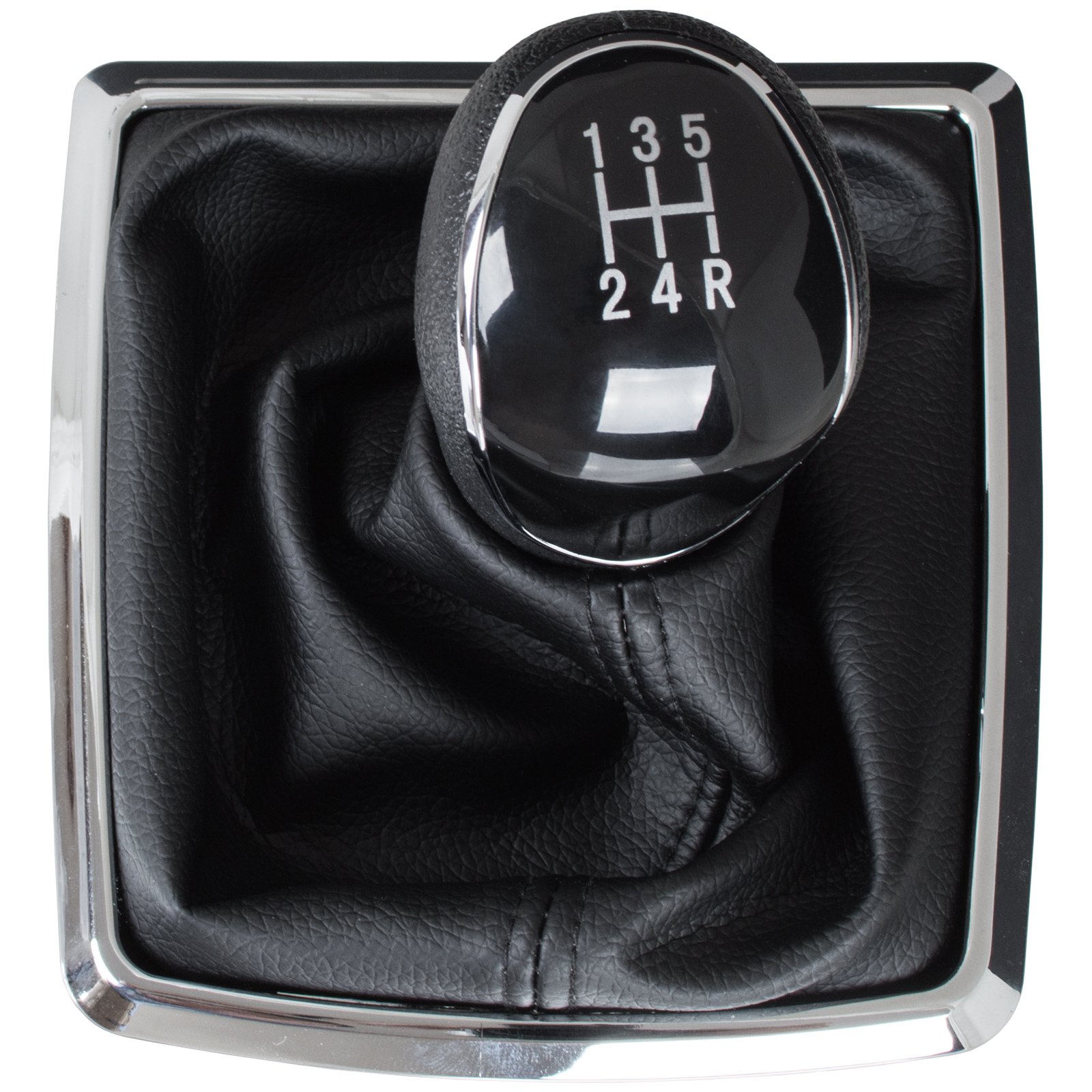 Ford Focus Mk2 04-11 Schwarzer Schaltknauf + Schaltmanschette Mit Chromrahmen, 5-gang