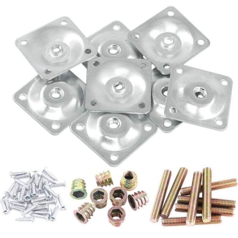 Set Mit 8 Silbernen Montageplatten Für Sofabeine