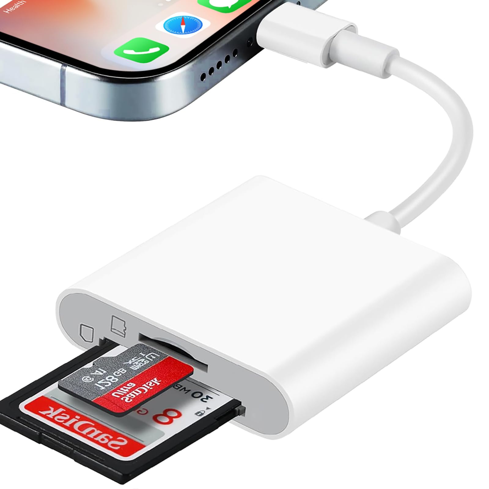 Sd-kartenleser Für Iphone/ipad, 2-in-1-dual-slot-sd-/micro-sd-kartenleser, Kamera-speicherkartenleser, Kamera-kartenleser-adapter Für Iphone 14/13/12/11/8/7/6/plus/pro/max