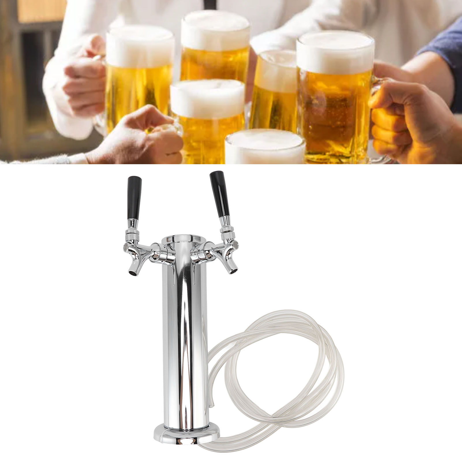 [bierzapfanlage] Doppelzapfsäule Aus Edelstahl Für Bierzapfanlage – Einfache Installation Für Die Hausbar