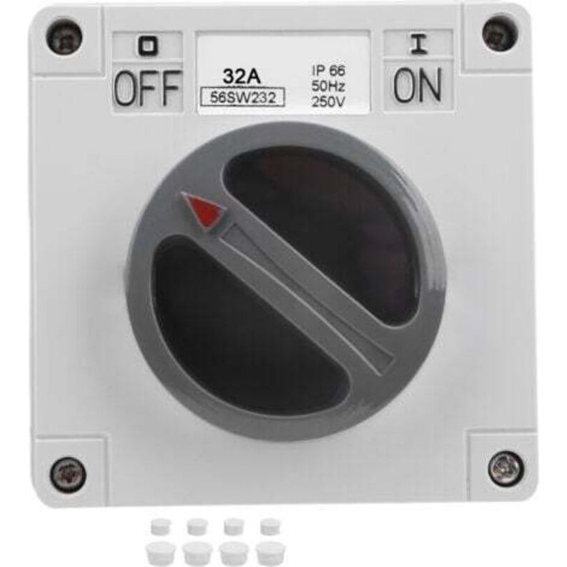 Ip66 Wasserdichter 2-poliger 32-a-netzschalter – Drehschalter Ein/aus Mit Kontrollleuchte 250 V – Für Industrielle Und Außeninstallationen