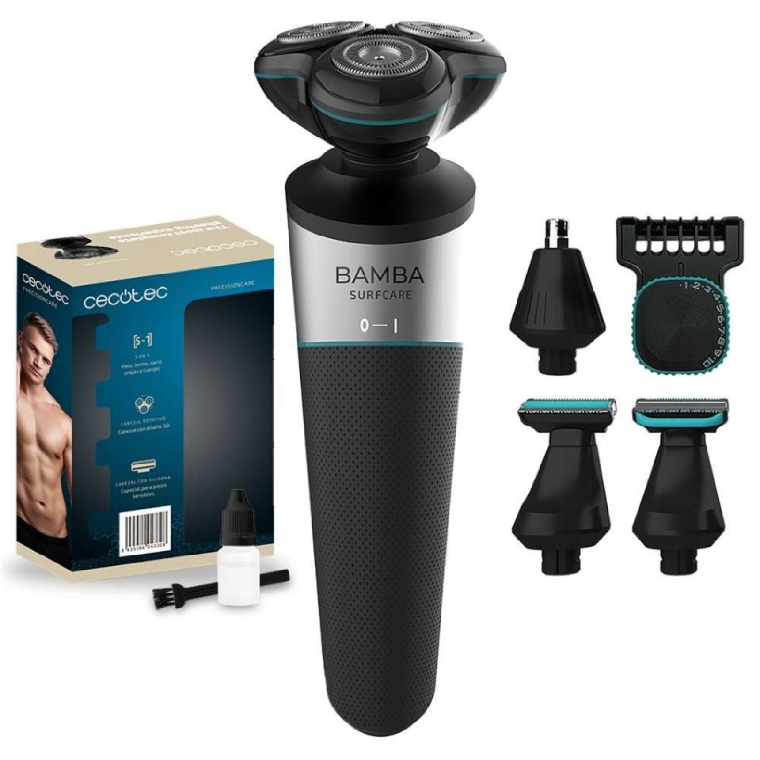 Cecotec Multigrooming Rasierer 5 In 1 Precisioncare Multigrooming 5in1. Lithium-batterie, 60min Laufzeit, Stahlklingen