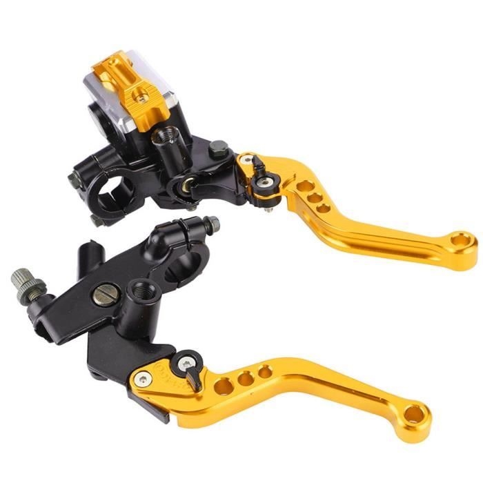 1 Paar 7/8" (22 Mm) Universal-motorrad-brems- Und Kupplungshebel Mit Ausgleichsbehälter, Gold
