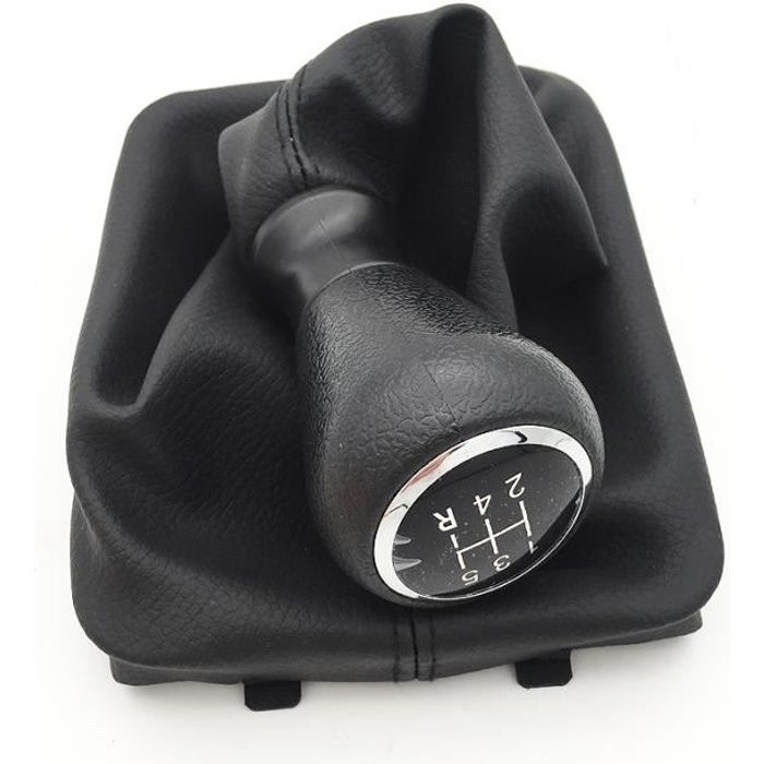 (schwarz) 5-gang-schalthebel Aus Leder Für Peugeot 206, 306, 307, 308, 3008 Und Citroën C2, C3 Und C4 – Schwarz