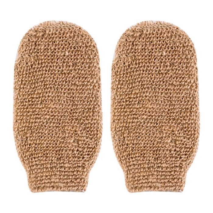 (beige) Badehandschuhe – Hochwertig – Beige – Peeling – Wiederverwendbar – Fürs Badezimmer