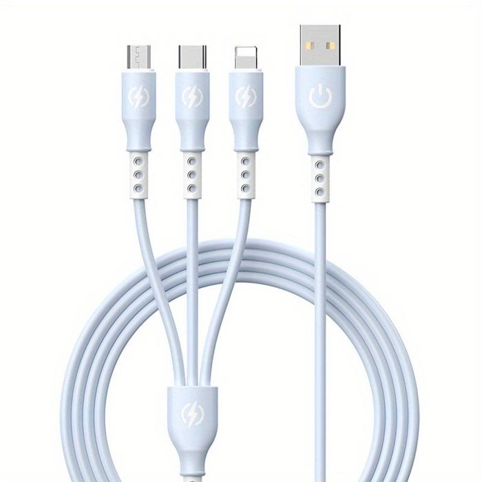 66-w-3-in-1-schnellladekabel, 1,2 M Usb-datenkabel, Geeignet Für Mobiltelefone Und Laptops – Blau