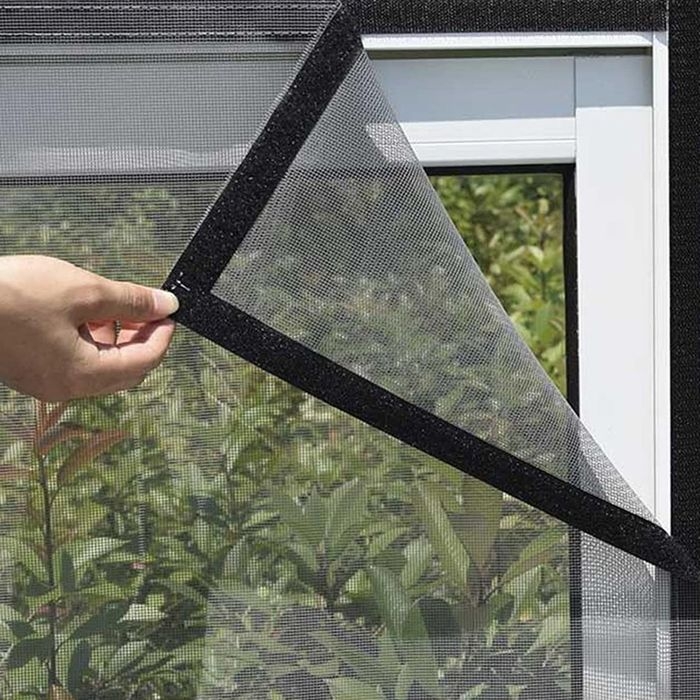 Selbstklebendes Moskitonetz Für Fenster, Verstellbares Insektenschutzgitter, Transparentes Moskitonetz Für Katzen (grau-schwarz, 80x120cm)