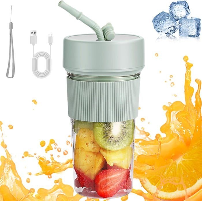 (grün) Tragbarer Elektrischer Zitrusentsafter, Bpa-frei, Usb-aufladbar, Für Smoothies Und Milchshakes, Für Reisen, Fitnessstudio, Umweltfreundlich