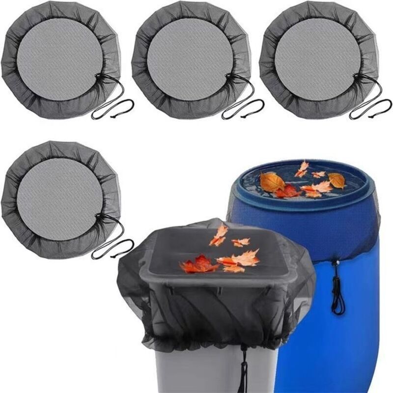 4-teiliges Schutznetz Für Wassertanks – Schutz Vor Blättern Und Mücken, Verstellbarer Deckel Mit Kordelzug Für 60-cm-regentanks