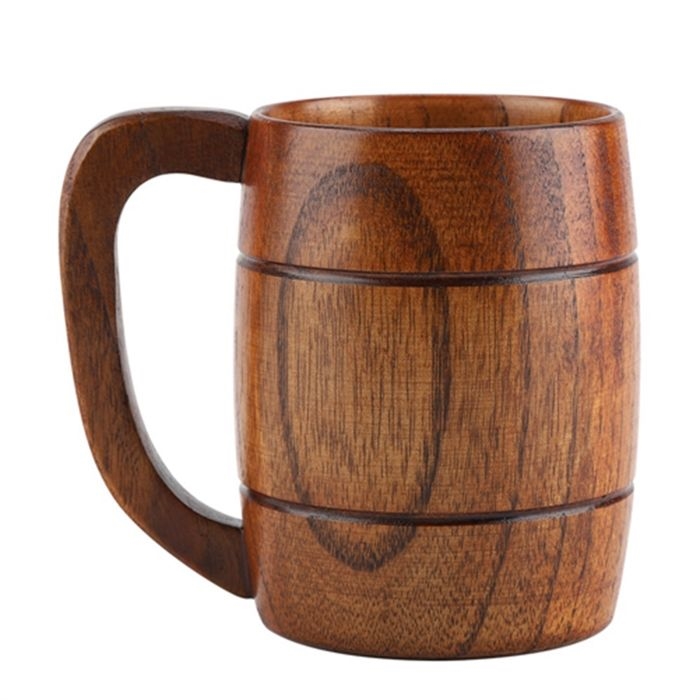 Retro-bierkrug Aus Naturholz, Großes Fassungsvermögen, Klassischer Tee- Und Wasserkrug Aus Holz Mit Henkel
