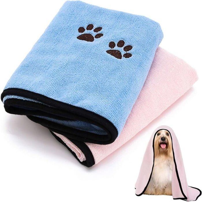 Schnelltrocknendes Hundehandtuch, 2-teiliges Haustierhandtuch-set, Saugfähige Hundehandtücher, Handtuchset