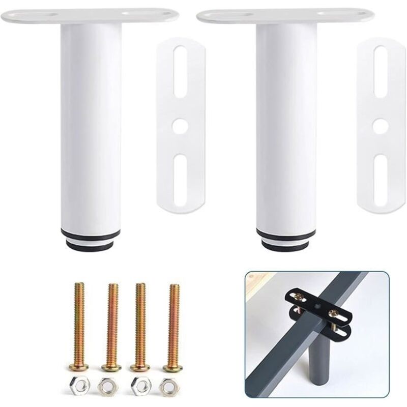 Bettfüße, Lattenrostfüße, 2er-set Verstellbare Metallbettfüße Für Lattenroste, Kleiderschränke Und Sofas (18 Bis 33 Cm)