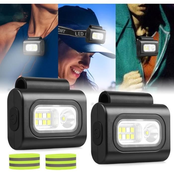 Ansteckbare Laufleuchte, Wiederaufladbare Led-stirnlampe Mit Cob-licht, 6 Leuchtmodi, Wasserdicht Mit Reflektierendem Armband