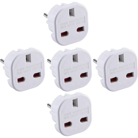 5er-pack Reiseadapter, Uk-zu-euro-steckeradapter (euro Typ C, E, F)