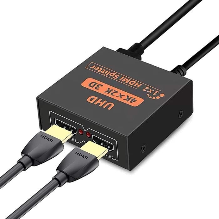 Hdmi-splitter Mit 1 Eingang Und 2 Ausgängen, Unterstützt 3d, 4k Und 1080p Sowie Bildschirmspiegelung Für Ps3/4, Xbox, Blu-ray Und Hdtv.