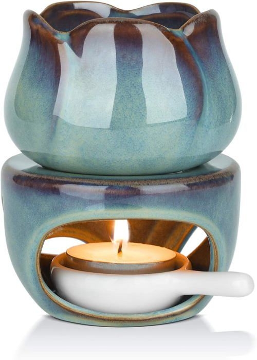 Duftlampe Mit Teelöffel, Blauer Keramik-diffusor Für Ätherische Öle, Duftlampen