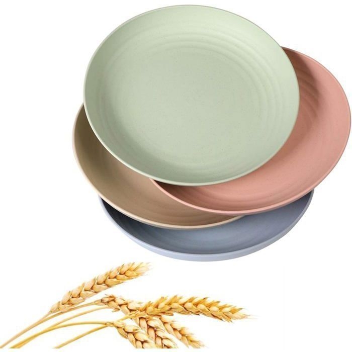 4 Flache Weizenstrohteller – Leicht Und Robust, Bruchfest – Wiederverwendbare, Leichte Salatteller (15 Cm)