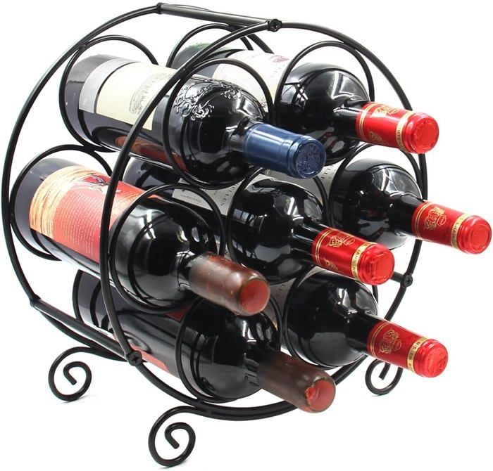 Weinregal Aus Metall Für 7 Flaschen, Freistehender Tischweinhalter