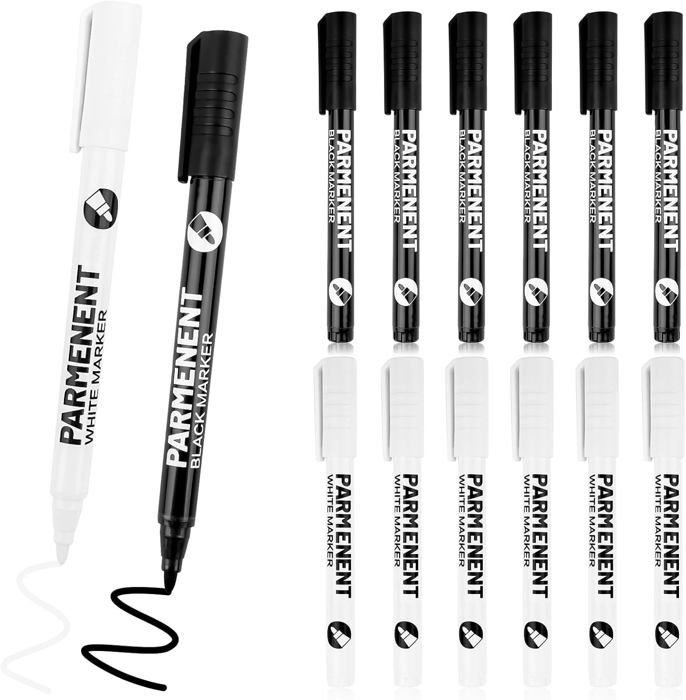 12-teiliges Marker-set, Schwarz Und Weiß, Wasserfest Und Schnelltrocknend, 2 Mm Linienbreite Für Stein, Holz, Keramik Und Leinwand
