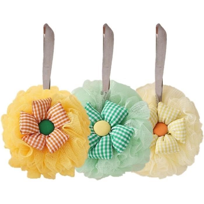 3-teiliges Duschset: Duschblume, Duschschwamm, Luffa, Duschpuff, Mehrfarbiger Peeling-duschpuff