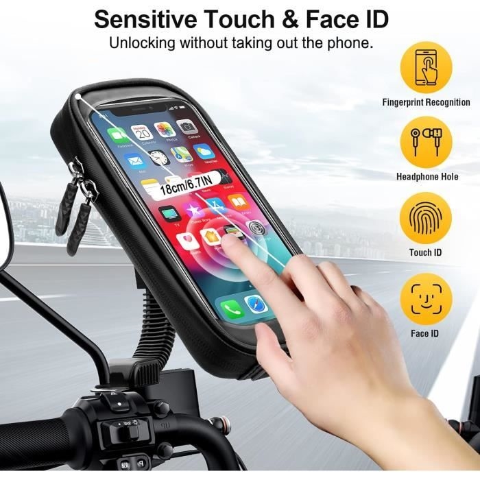 Wasserdichte Motorrad-handyhalterung, Aperil 360° Drehbare Smartphone-halterung Für Geräte Bis Zu 6,7 Zoll