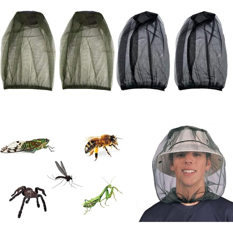 4 Stück Moskitonetz-gesichtsmasken, Geeignet Für Outdoor-reisen, Imkerei, Angeln Und Camping