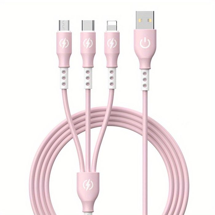 66-w-3-in-1-schnellladekabel, 1,2 M Usb-datenkabel, Geeignet Für Mobiltelefone Und Laptops – Pink