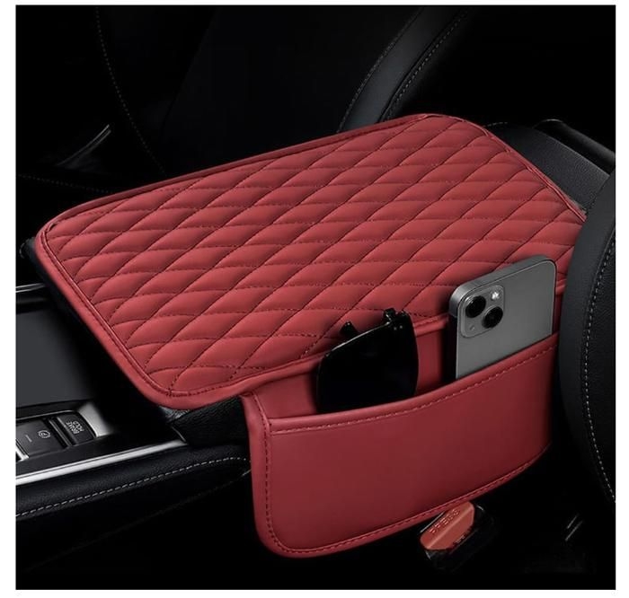 Auto-armlehnenkissen Mit 2 Aufbewahrungstaschen, Schutzhülle Fürs Auto, Armlehnenboxmatte (rot)