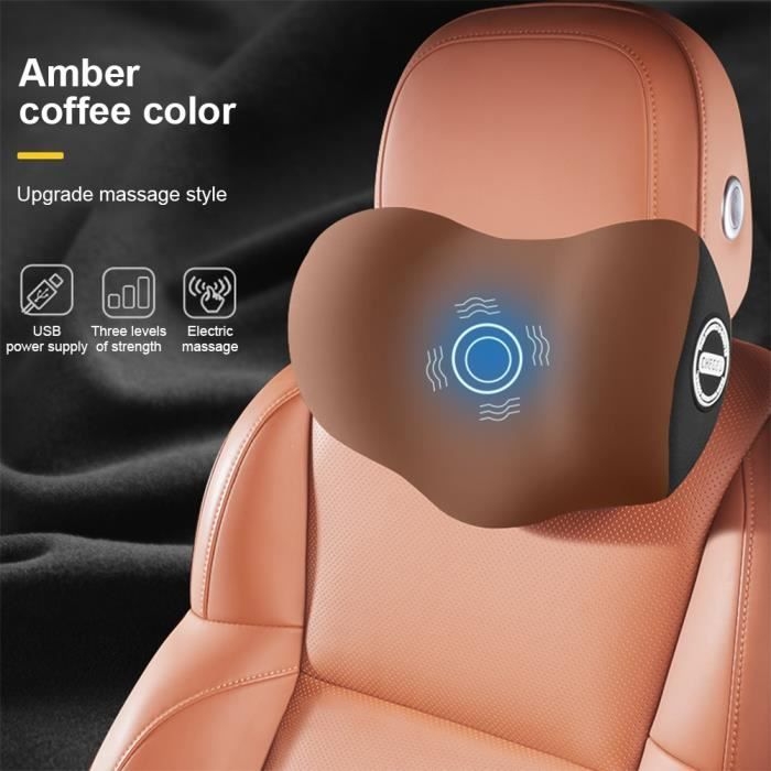 (schwarz, Kaffee, Rosa, Grau) Auto-kopfstütze – Baumwolle – 3-in-1 – Elektrische Heizung – Usb-massage – 28 X 18 X 10 Cm
