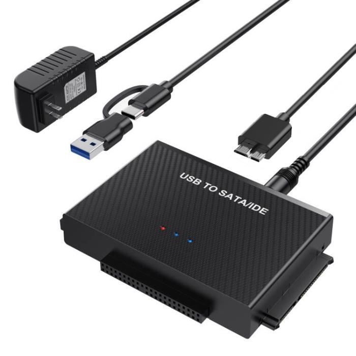 (schwarz) 80 Cm Usb 3.0 Zu Ide Sata Festplattenadapter Für 2,5" Und 3,5" Ide Sata Ssds Mit Externem Netzteil