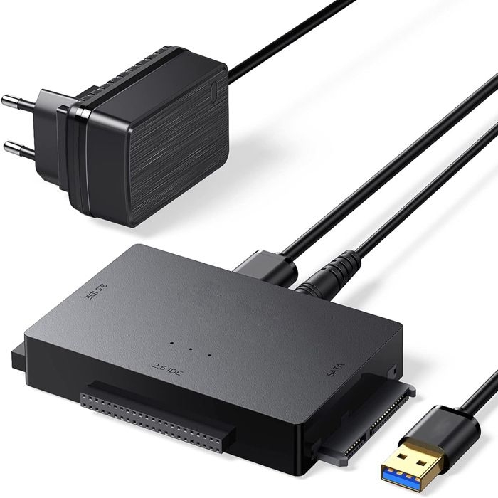 (schwarz) Usb 3.0 Zu Ide Sata Festplattenadapter Für 2,5" Und 3,5" Ide- Und Sata-ssds Mit Externem Netzteil