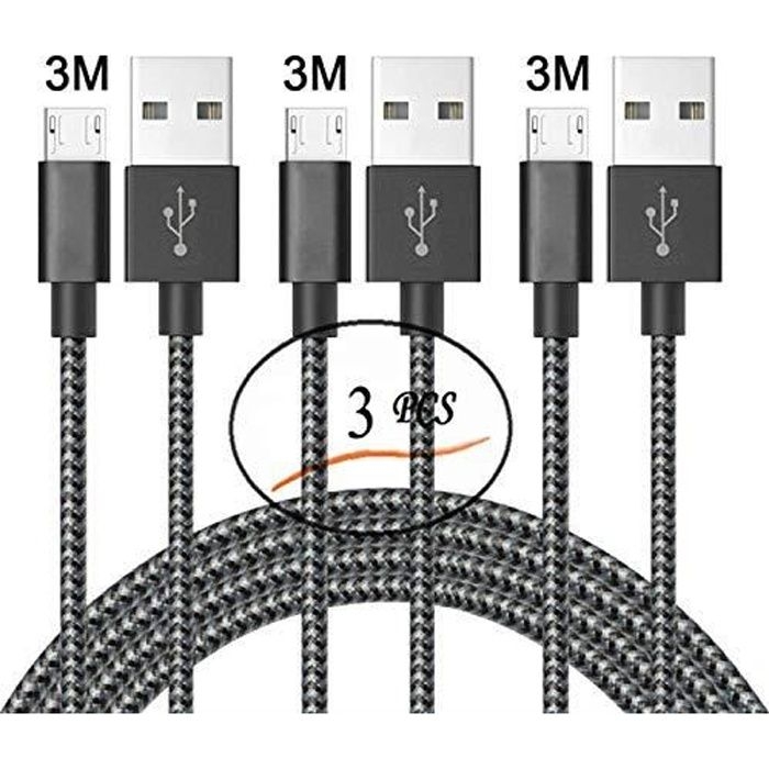 [3er-pack] 3 M Micro-usb-kabel, Micro-usb-ladekabel Für Samsung Galaxy S7 Edge, S6, S5, S4, S3, Note 5, Wiko, Asus, Huawei, Htc, Lg