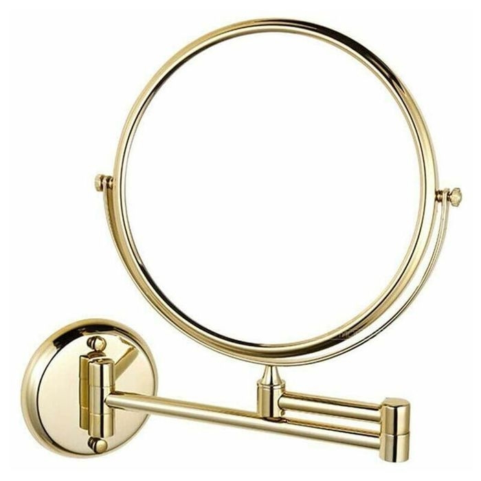 8-zoll-wand-schminkspiegel, Schwenkbar, Doppelseitig, Ausziehbar, Klappbar, Für Badezimmer, 5-fache Vergrößerung, Gold