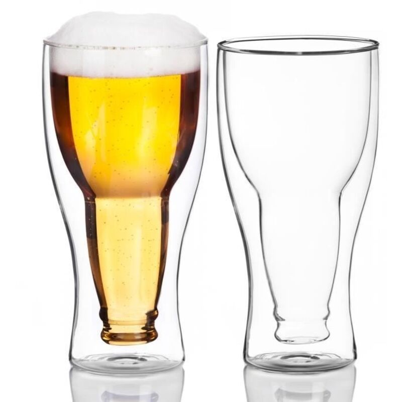 Bierglas - Inside Out - 2-teilig - Mundgeblasenes Glas - Spülmaschinenfest - Weiß