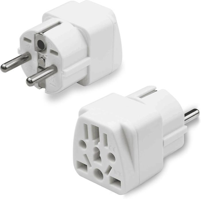 (weiß) 2-teiliger Reiseadapter, Universalstecker-adapter, Steckeradapter Von Großbritannien Nach Frankreich, Steckeradapter Von Den Usa Nach Frankreich