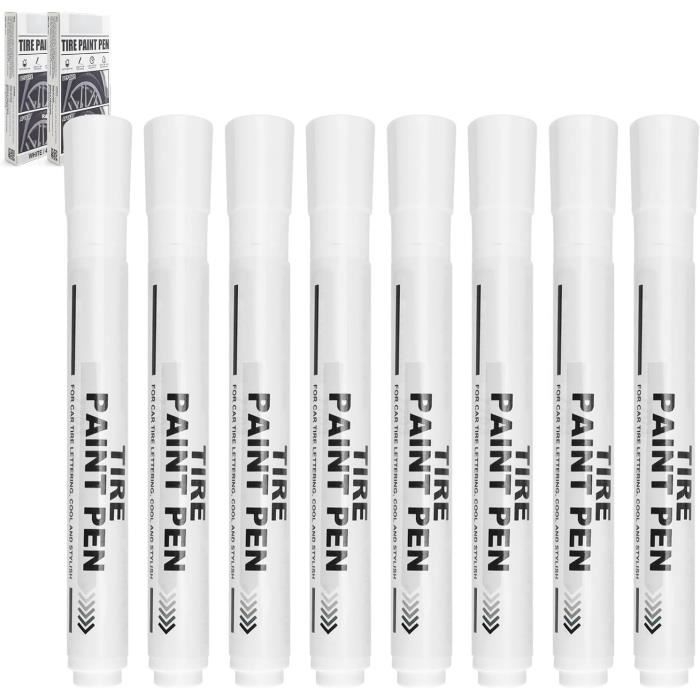 8-teiliges Autoreifen-farbstift-set, Wasserfeste Weiße Reifenmarkerfarbe, Schnelltrocknender Weißer Marker Für Reifen