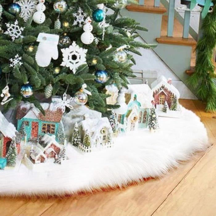 (weiß) Weißer Plüsch-weihnachtsbaumrock Im Schnee-design – Luxuriös Und Wiederverwendbar – 78 Cm
