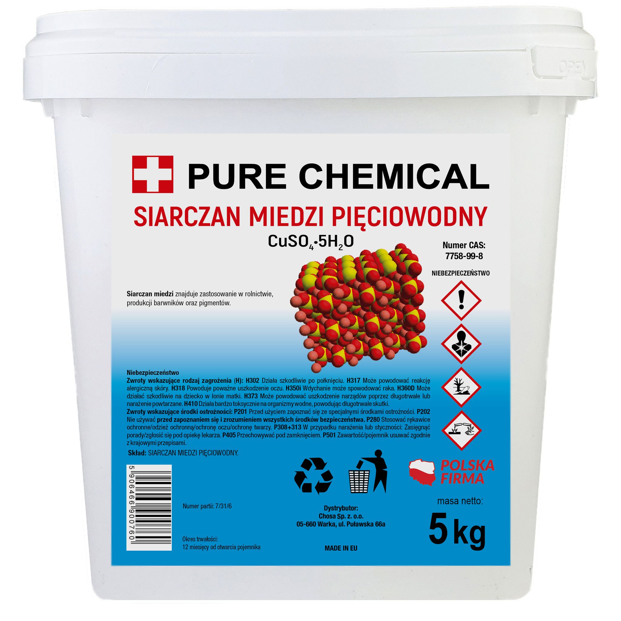 Siarczan Kupfer(v) - 5 Kg - Blau - Universelles Pflanzenschutzmittel - Effektiv Gegen Schimmel