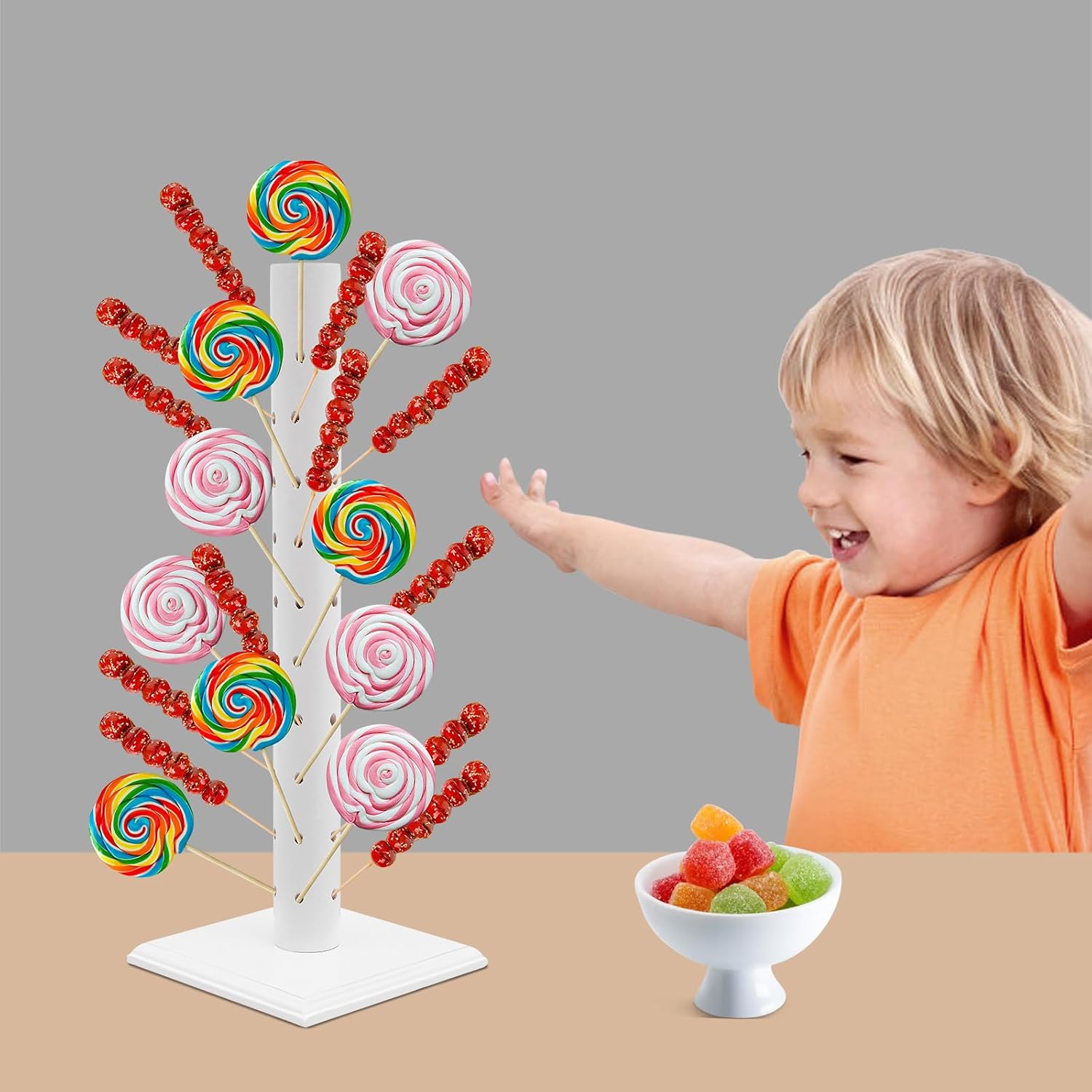 Lollipop Display Stand, 61 Löcher Lollipop Stand, Süßigkeiten, Ballon, Kuchendekoration, 40,5 14,7 14,7 Cm (weiß)